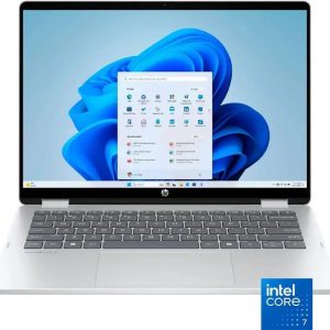 HP OmniBook 5 Flip 14 FP0023dx Intel Core 7 Processor 150u (up to 5.40 GHz with Intel Turbo Boost Technology, 12 MB L3 cache, 10 cores) 16GB Ram 512GB SSD 14 Inches 2K (1920 x 1200),Touch Screen X360 Fingerprint Reader Backlit Keyboard Windows 11 Glacier Silver.