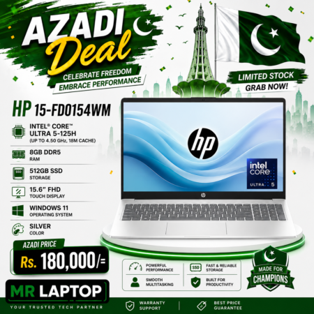 HP 15-FD0154wm Intel Core Ultra 5-125H (up to 4.50 GHz, 18M Cache) 8GB DDR5 Ram 512GB SSD 15.6" FHD Touch Display WINDOWS 11 (Silver) HP 15-FD0154wm Intel Core Ultra 5-125H (up to 4.50 GHz, 18M Cache) 8GB DDR5 Ram 512GB SSD 15.6" FHD Touch Display WINDOWS 11 (Silver)