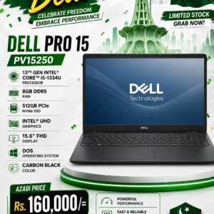 Dell Pro 15 essential PV15250 Intel Core i5 13th Generation Processor 1334U (12MB Cache, up to 4.60 GHz) 8GB DDR5 Ram 512GB SSD 15.6″ FHD Display Intel UHD Graphics DOS Carbon Black