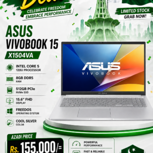ASUS Vivobook 15 X1504VA Intel Core 5 120U Processor 8GB Ram DDR5 512GB SSD 15.6" FHD Display FreeDOS Cool Silver