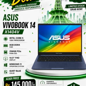 Asus VivoBook 14 X1404V Intel Core 5 120U Processor 8GB Ram 256GB SSD 14" FHD Display Windows 11 Quiet Blue.
