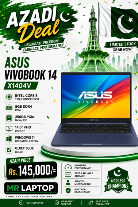 Asus VivoBook 14 X1404V Intel Core 5 120U Processor 8GB Ram 256GB SSD 14" FHD Display Windows 11 Quiet Blue.