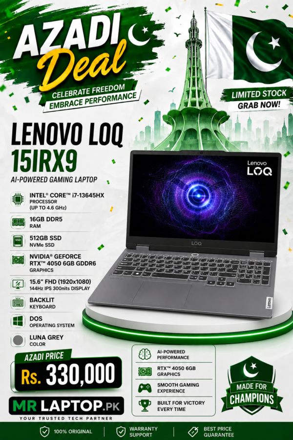 Lenovo LOQ 15IRX10 Intel Core i7-14700HX 14th Generation Processor 16GB Ram DDR5 1TB SSD NVMe NVIDIA GeForce RTX 5060 8GB GDDR7 15.6" FHD (1920x1080) 144Hz IPS 300nits Display White Backlit Windows 11 Luna Grey.