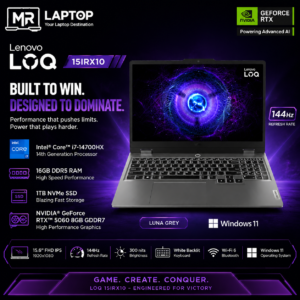 83JE00XAFU Lenovo LOQ 15IRX10 Intel Core i7-14700HX 14th Generation Processor 16GB Ram DDR5 1TB SSD NVMe NVIDIA GeForce RTX 5060 8GB GDDR7 15.6" FHD (1920x1080) 144Hz IPS 300nits Display White Backlit Windows 11 Luna Grey.