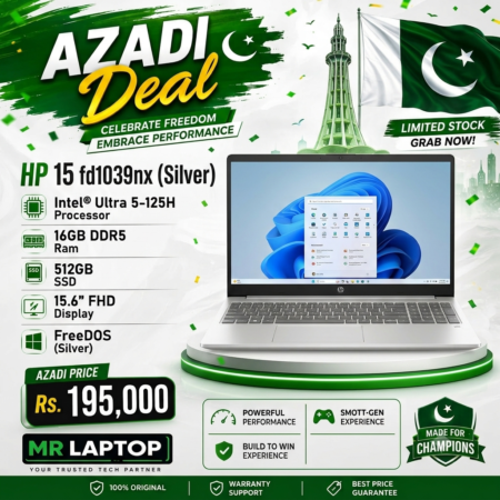HP 15 fd1039nx Intel Ultra 5-125H 16GB DDR5 Ram 512GB SSD 15.6" FHD Display FreeDOS (Silver).